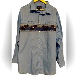 Men’s High Noon Western Shirt Men’s L Eagle‎ Cowboy Pearl Snap